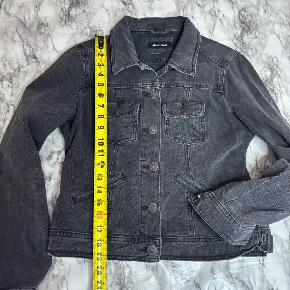 Massimo Dutti Black Button up denim jean jacket size medium casual